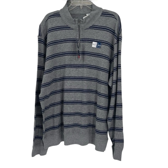 Chaps NWT Reversible 1/4 Zip Pullover Shirt Size XL Gray & Blue Navy Striped Men - Picture 1 of 10